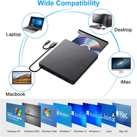Grabadora de DVD Multifunción Portátil Delgada Tipo-C con Hub para Laptop y PC de Escritorio, Unidad Externa de CD-ROM, DVD-ROM, CD, DVD, USB