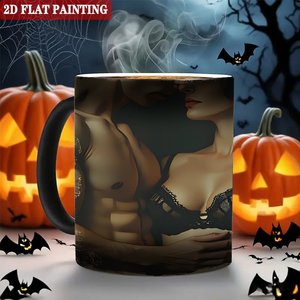 Reusable <b>Ceramic</b> <b>Mug</b> 11oz Heat Sensitive Color Changing Cup Frosted Black Environment Friendly - Product Image 6