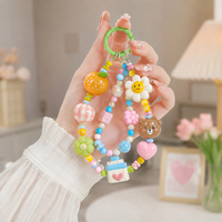 DIY Aangepaste Schattige Cartoon Fruit Snoep Acryl Kraal Telefoonketting Polsbandje 2-in-1 Sleutelhanger Tas Charm voor Meisjes