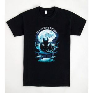 Camiseta Dragon Land negra con diseño gráfico Follow Your Dreams, unisex, talla M para adultos - Product Image 1
