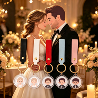 Kit de porte-clés en cuir personnalisable DIY avec cadre photo vierge transparent pour image personnalisée, avec anneaux de clés et accessoires de sac