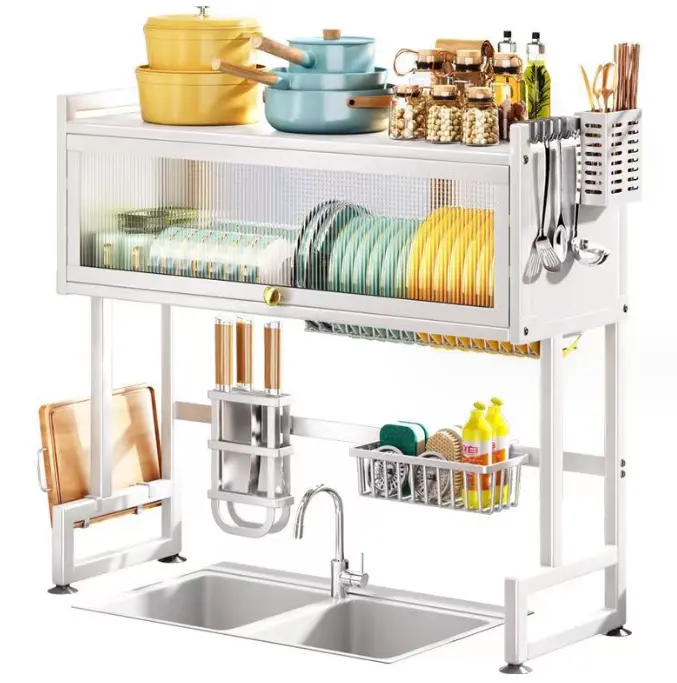 Supports de rangement de cuisine Bol en acier et égouttoir à vaisselle avec porte anti-poussière et conçu pour armoire OEM ODM