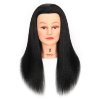 Tête de mannequin d'entraînement pour coiffure avec cheveux humains 100% naturels de 16 pouces, pouvant être permanentés et décolorés pour la pratique en salon