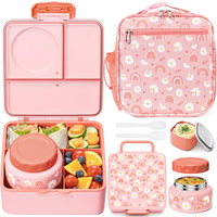 Boîte à lunch isotherme chauffante sans BPA, design esthétique pour adolescents, compatible avec les sacs à dos, étanche, 4 compartiments, en carton