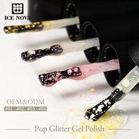 ICE NOVA Pop Glitter Kutek Gel OEM/ODM Label pribadi Hema gratis reflektif Glitter berkilau payet Gel cat kuku sampel