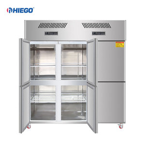 Réfrigérateur commercial à 4 portes, armoire réfrigérée robuste à portes françaises, réfrigérateur-congélateur vertical 4 portes - Product Image 4
