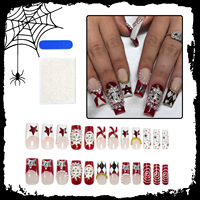 Faux ongles à presser Halloween : Motifs fantôme, citrouille, araignée, chauve-souris. Faible MOQ, vente en gros, emballage personnalisé, OEM, marque privée, fournitures pour salons.
