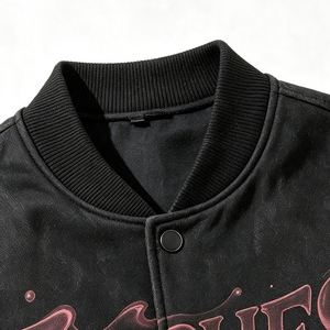 Giacca Varsity Personalizzata con Stampa Lettere e Pianeti, Oversize con Bottoni a Scatto, Stile Streetwear Baseball Bomber - Product Image 6