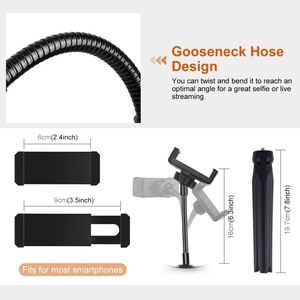 Anillo de luz portátil para sala de estar, luz de relleno con trípode para selfis, 10,2 pulgadas, 26cm - Product Image 4
