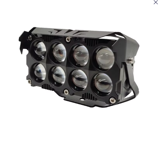 HAIZG Wholesale 100W 8 Lens Motorcycle Waterproof Work Light Dual Color Headlamp Low Beam High Beam