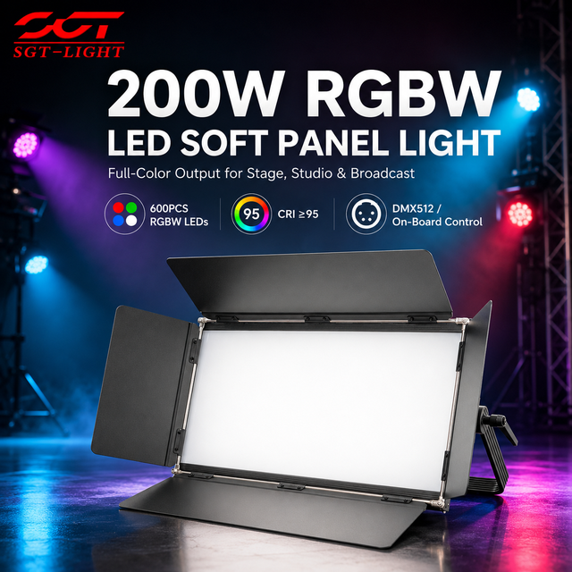 200W RGBW LED Panel Video Light 600 LEDs DMX512 Aluminum Body Soft Light for Studio Broadcast Photography Use