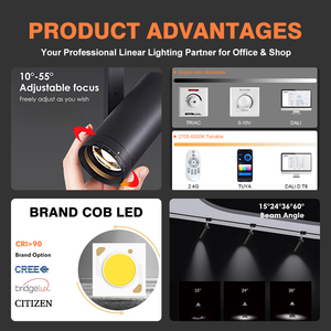 Projecteur LED sur rail dimmable anti-éblouissement 15W 25W 30W 35W, directement de l'usine, pour bureaux, hôtels et restaurants - Product Image 2