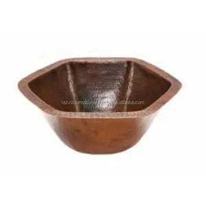 RAZVI INTERNATIONAL copper octagon shape shampoo sink bowl sinks / vessel basins support oem customized