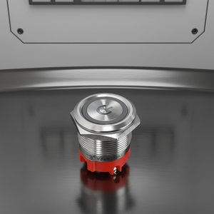 Botón Pulsador IP67/IP65 2NO con Símbolo de Encendido para Electrodomésticos, Luz LED Iluminada, Latón Cromado, Acero Inoxidable, Terminal de Tornillo - Product Image 1