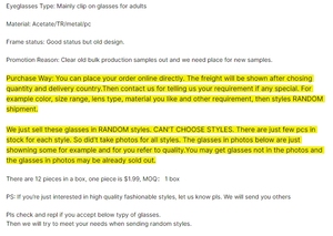 Siêu Giá Rẻ Hỗn Hợp Phong Cách Cổ Phiếu Mới Giải Phóng Mặt Bằng Các Loại Kính Khung Chất Lượng Cao Tr Khung Quang Học Kim Loại Clip Trên Kính Mát - Product Image 6