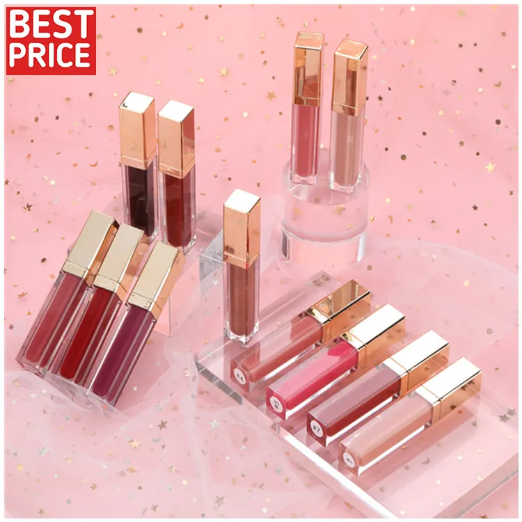 Nuovo arrivo 12 colori liquido opaco rossetto impermeabile opaco liquido rossetto tubo quadrato lucido rossetto liquido