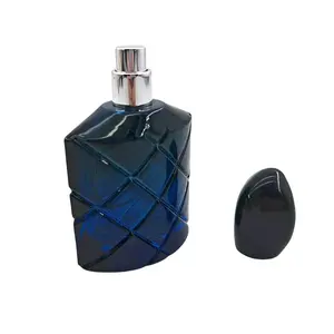 Hochwertiges neues Design dunkelblau 40ml Rauten glas Parfüm flasche Duft Leere Verpackung