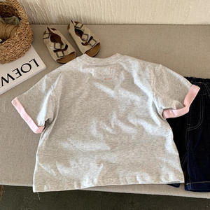 เสื้อยืดคอกลมแขนสั้นสำหรับเด็กผู้หญิงคอกลมสีสันสดใสฤดูร้อน - Product Image 4