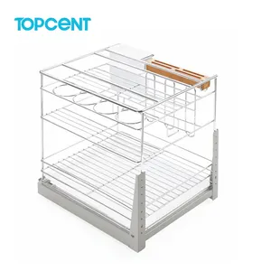 Topcent nhà máy Outlet thép không gỉ tủ bếp kéo ra giỏ ngăn kéo giỏ TrượT Dây giỏ ngăn kéo