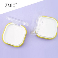 Boîtier vide carré à 2 couches pour poudre pressée, emballage compact de maquillage en plastique, palette de blush et de contour avec couvercle transparent, palette de poudre à sourcils