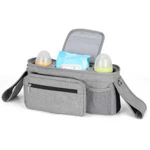 Diaper Baby Bag Wholesale Insulated Cup Holders Diaper Storage Detachable Universal Baby Stroller Organizer Bag