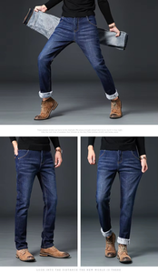 American Trend Classic Light Wash Woven Denim Casual Jeans for <b>Men</b> <b>Stretch</b> Plus Size - Product Image 3