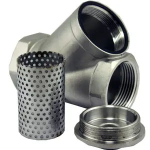 Custom 10 / 50 / 100 Micron Inline 304 Stainless Steel Screwed Y Type Filter Water Pipe Strainer