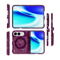 Étui de téléphone transparent magnétique avec support pliable à 360 degrés pour iPhone 18 DUO, effet brillant