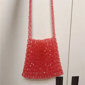 Tas bahu bermanik-manik fashion desain baru banyak warna lilin tas pantai perempuan dompet belanja buatan tangan berkualitas tinggi tas wanita
