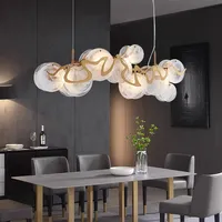 Lustre en verre nuage créatif moderne de luxe léger, LED doré, pour salons, villas, restaurants, luminaires de plafond