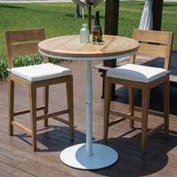 Table de bar ronde moderne Cattalina en bois de teck et fer robuste pour usage commercial dans les espaces extérieurs, villas, hôtels et complexes hôteliers