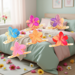 Barrettes à cheveux Zy Egg Flower 10 cm en plastique, style doux, pour femmes, usage quotidien - Product Image 2