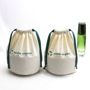 Wholesale Eco-Friendly Cotton Linen Candle Round Bottom <b>Drawstring</b> Bag Ribbon Custom Logo Printed Muslin Cotton Candle <b>Pouch</b> - Product Image 1