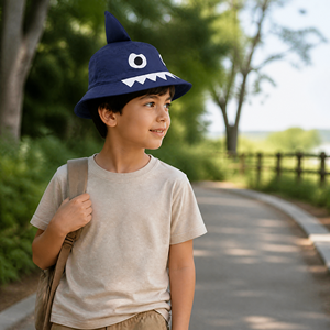 Chapeau Bob Requin Bleu Marine avec Yeux et Dents de Requin pour Usage Décontracté en Extérieur, Pêche et Voyage, Unisexe - Product Image 5