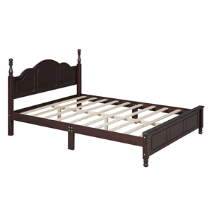 Letto matrimoniale in legno con piattaforma e due comodini, set camera da letto in noce scuro - Product Image 5