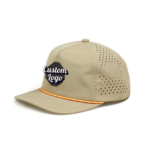 Wholesale 5 Panel Baseball <b>Hat</b> <b>Waterproof</b> Sport Cap <b>Hats</b> With Custom Logo Laser Cutting Hole Drilled Perforated Golf <b>Hat</b> Rope - Product Image 3