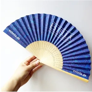 Custom Logo Personalized design Folding Female Hand Fan promotion paper hand fan fabric folding hand fan