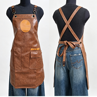Tablier de cuisine en PU tendance, imperméable, résistant à l'huile, léger et durable, motif floral, pour hommes/femmes, idéal pour les bars à thé, les torréfacteurs et les baristas