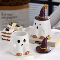 Tasses en céramique de porcelaine à l'effigie de personnages de dessins animés japonais pour Halloween, fantômes mignons, spirituel de Pâques, 480 ml, tasse à café durable pour les fêtes