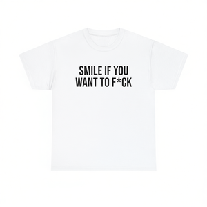 Smile If You Want To F*ck White T-shirt promozionale unisex a maniche corte con scollo rotondo per adulti - Product Image 1