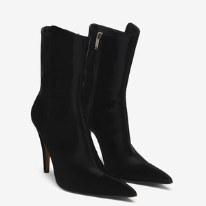 Big Size 45 Solid Sexy Side Zipper Slim Heels Women Pointy Toe Ankle <b>Boots</b> High-Heeled Stiletto Shoes Wide Fit Short - Product Image 4