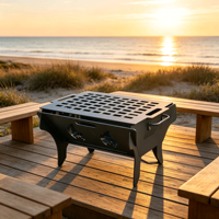 Barbecue portable moderne en acier écologique, foyer rectangulaire démontable/assemblable à bois pour la randonnée et le camping en extérieur