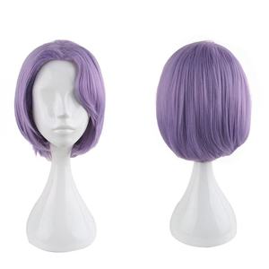 Peluca de cosplay Liu Bang, corte <span class=keywords><strong>bob</strong></span> corto morado, postizo sintético resistente al calor para hombres y mujeres, disfraz de personaje de juego - Product Image 1