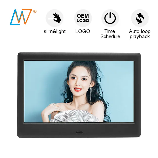 Marco de fotos Digital LCD, pantalla de publicidad barata, 7 pulgadas, nuevo diseño, venta al por mayor de fábrica
