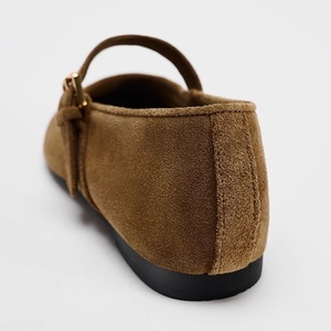 Zapatos planos <span class=keywords><strong>de</strong></span> estilo <span class=keywords><strong>Ballet</strong></span> Retro para mujer en marrón oscuro amarillo para verano, zapatos <span class=keywords><strong>de</strong></span> hebilla <span class=keywords><strong>de</strong></span> una línea <span class=keywords><strong>de</strong></span> tacón alto, tendencia <span class=keywords><strong>de</strong></span> moda informal para niñas - Product Image 3