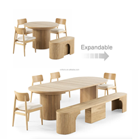 Table à manger transformable moderne de luxe ovale et rectangulaire, extensible et pliable, en bois massif, imperméable, faite à la main, pour 4-8-12 personnes