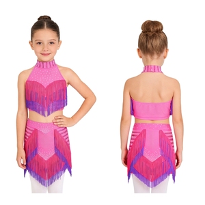6-16 Kids Girls <b>Dance</b> Costume Designers Latin <b>Dance</b> Outfit Crop Top With Skirt For Performance Competition <b>Dance</b> Performances - Product Image 2