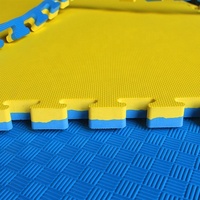 Tapis de Jiu Jitsu en mousse EVA antidérapants 100x100cm jaune bleu épissage Arts martiaux et piste d'entraînement de danse pour une utilisation en salle de sport