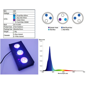 <span class=keywords><strong>Éclairage</strong></span> d'aquarium LED haute puissance 30W pour eau salée, deux canaux, commande tactile, corail, poissons, <span class=keywords><strong>nano</strong></span>-réservoir - Product Image 3