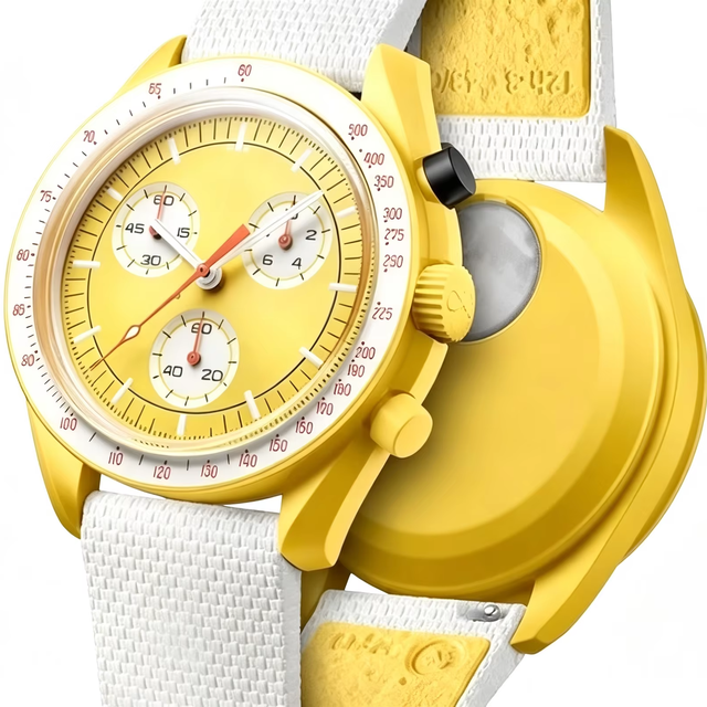 Men Quartz Chronograph Yellow Dial Multiple Sub Dials Speed Scale Silicone Strap Sport Racing Watch